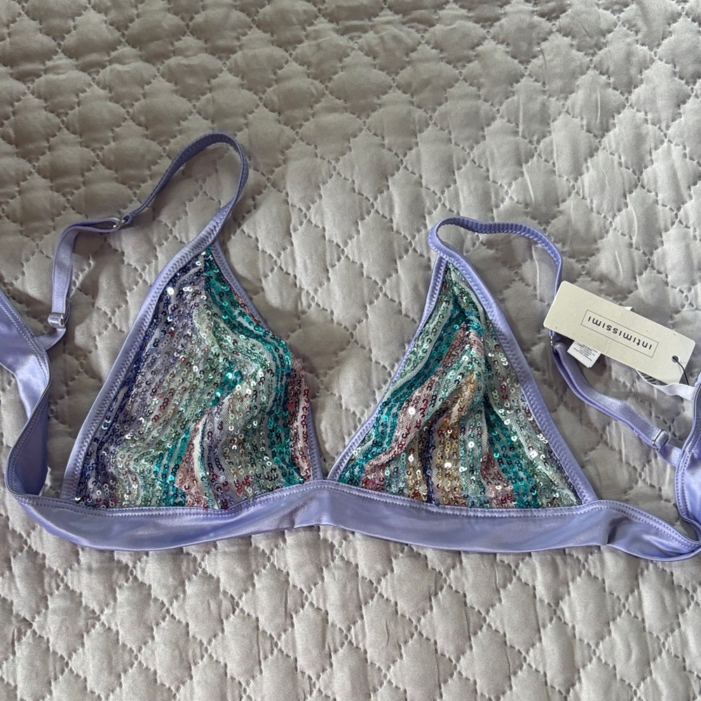 Intimissimi Lavender Sequin Triangle Bralette 38B NWT